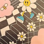 Happy flower bee stairs vintage hippy