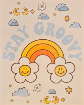 Retro Hippy Stay Groovy Rainbow Flowers Poster