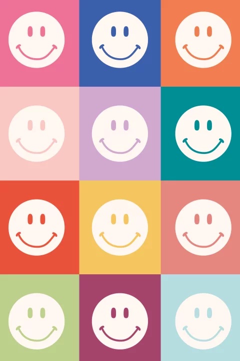 Poster smiley geblokt 40x60 cm